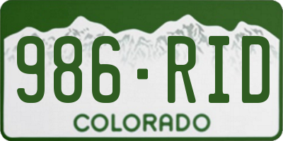 CO license plate 986RID