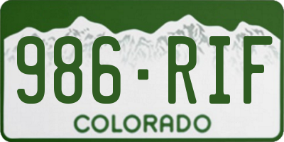 CO license plate 986RIF