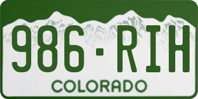CO license plate 986RIH