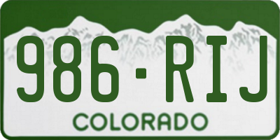 CO license plate 986RIJ