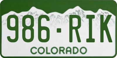 CO license plate 986RIK