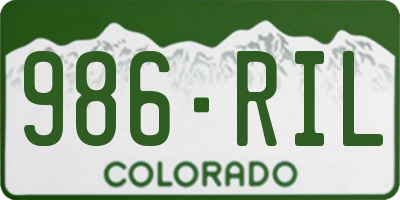CO license plate 986RIL