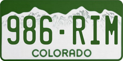CO license plate 986RIM