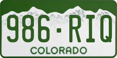 CO license plate 986RIQ