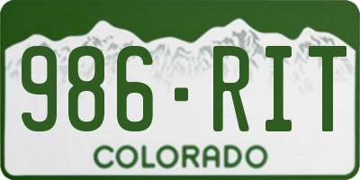 CO license plate 986RIT