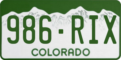CO license plate 986RIX