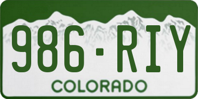 CO license plate 986RIY