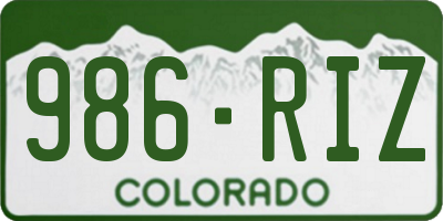 CO license plate 986RIZ