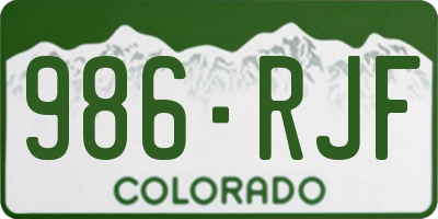 CO license plate 986RJF