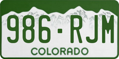 CO license plate 986RJM