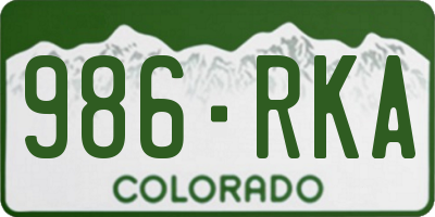 CO license plate 986RKA