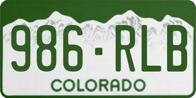 CO license plate 986RLB