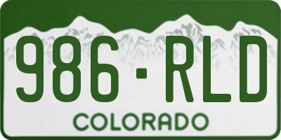 CO license plate 986RLD