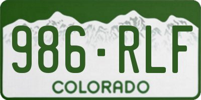 CO license plate 986RLF