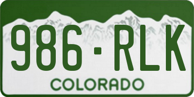 CO license plate 986RLK
