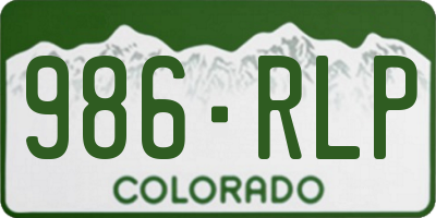 CO license plate 986RLP