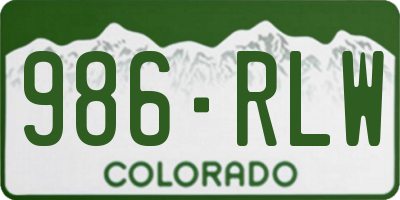 CO license plate 986RLW