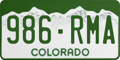 CO license plate 986RMA
