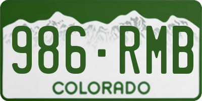 CO license plate 986RMB