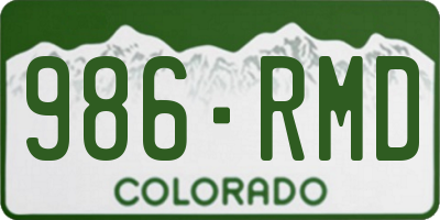 CO license plate 986RMD
