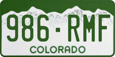 CO license plate 986RMF