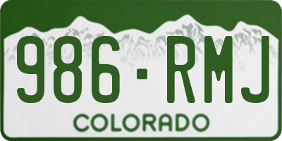 CO license plate 986RMJ