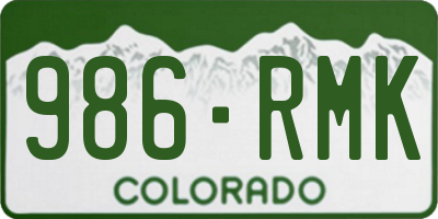 CO license plate 986RMK