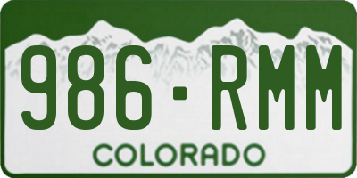 CO license plate 986RMM
