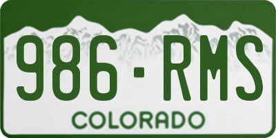 CO license plate 986RMS