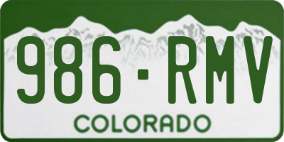 CO license plate 986RMV