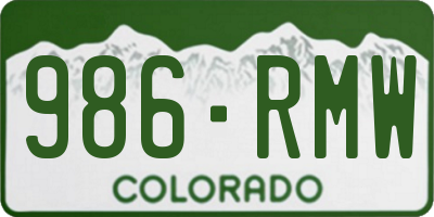 CO license plate 986RMW