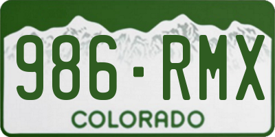 CO license plate 986RMX
