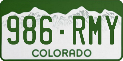 CO license plate 986RMY