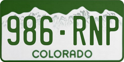 CO license plate 986RNP
