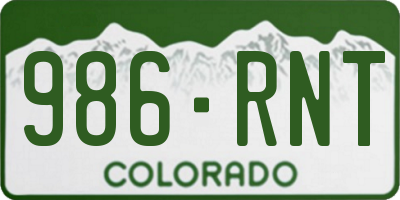 CO license plate 986RNT