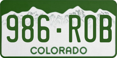 CO license plate 986ROB