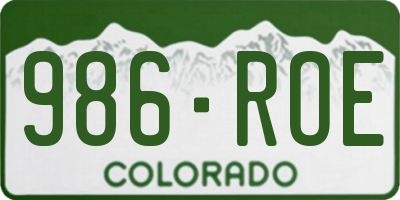 CO license plate 986ROE
