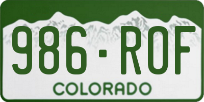 CO license plate 986ROF