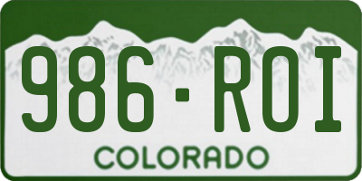 CO license plate 986ROI