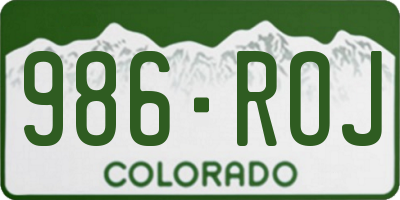 CO license plate 986ROJ