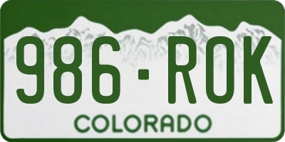 CO license plate 986ROK