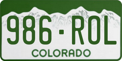 CO license plate 986ROL
