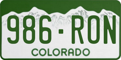 CO license plate 986RON