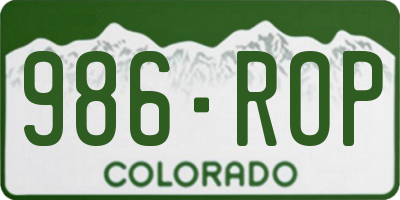 CO license plate 986ROP