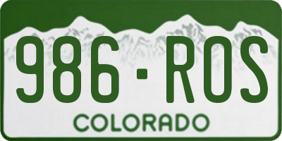 CO license plate 986ROS