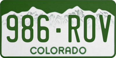 CO license plate 986ROV
