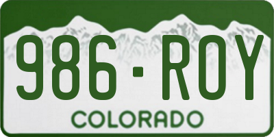 CO license plate 986ROY