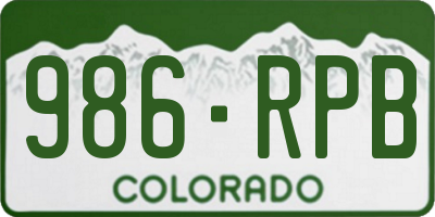 CO license plate 986RPB