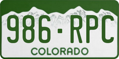 CO license plate 986RPC