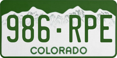 CO license plate 986RPE